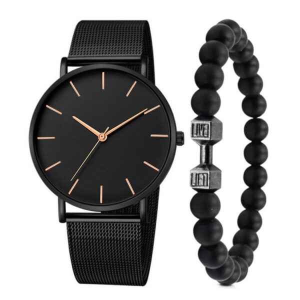 94062E68-6F1C-4EAD-E6B2-34DA85299285.jpg High Quality No Logo Simple Wristwatch Casual Men and Women Watch Gift Mesh Stainless Steel Band Unisex Thin Minimalist Watch