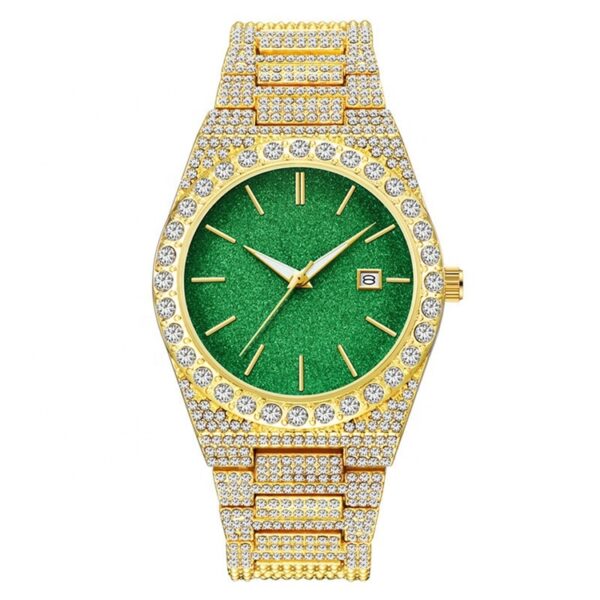 Top Quality Mens No Logo Luxury Stainless Steel Gold Diamond Quartz Watch